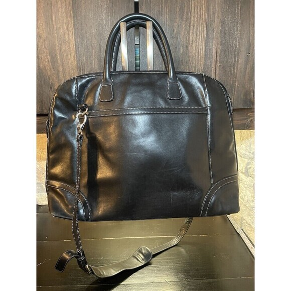Levenger Ladies Leather Briefcase Large Strap Double Handles Compartments EUC - Picture 1 of 14